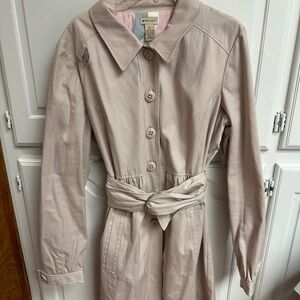 Pink peplum belted Trench Coat